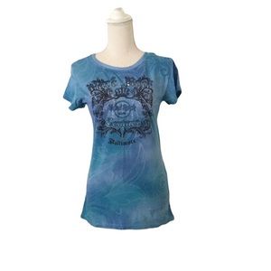 Hard Rock Couture Blue Short Sleeve Tee Shirt Top Size Medium